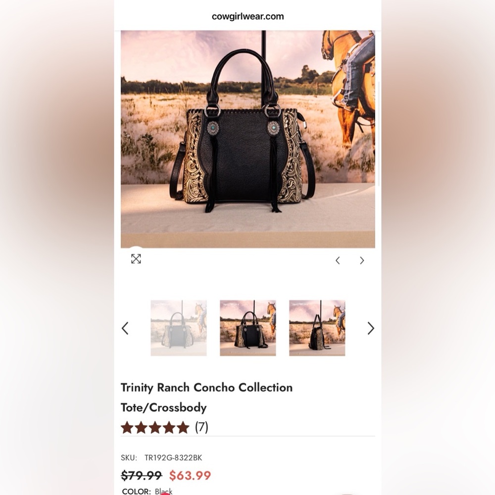 NWOT Trinity Ranch - Floral Tooled Concho Handbag with Crossbody Strap 🌅🌵 - Picture 14 of 14